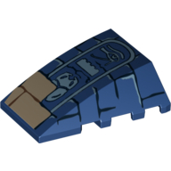 Lego Brick Wedged, Curved 4 x 4 No Top Studs with Bricks and Hieroglyphs Print (Scarab Abdomen) / Dark Blue