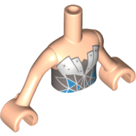 Lego Minidoll Torso Girl with Medium Azure and Dark Bluish Gray Triangles Print, Light Nougat Arms and Hands / Light Nougat