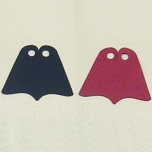 Lego Neckwear Cape, Scalloped with Center Point, 2 Holes, Dark Blue Back / Magenta
