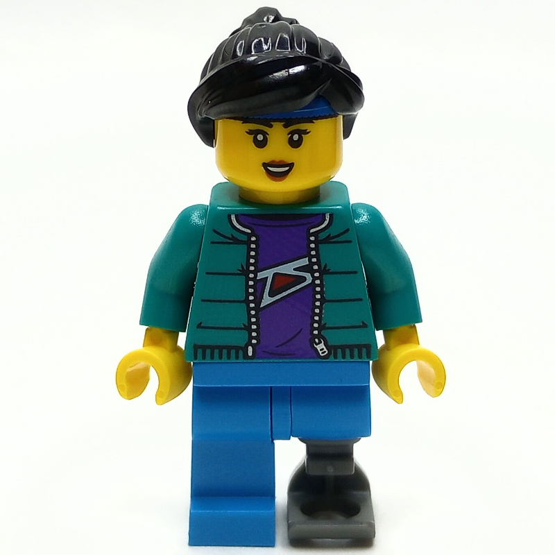 Lego Woman, Dark Turquoise Jacket, Prosthetic Leg