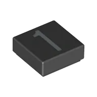 Tile 1 x 1 with Silver Number 1 Print / Black