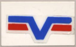 Lego Panel 1 x 2 x 1 with Blue -V- and two Red Lines Pattern (Sticker) - Set 6614