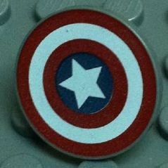 Lego Minifigure, Shield Circular / Round Flat Face with Red and White Concentric Rings, Star in Dark Blue Circle Pattern (Captain America)