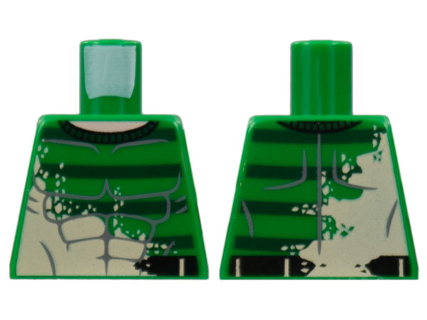 Lego Torso Spider-Man Gray Muscles Outline with Dark Green Stripes Pattern (Sandman)