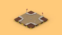Dutch Road Bricks One-way Cross Intersection MILS 32x32