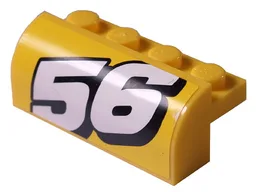 Slope, Curved 2 x 4 x 1 1/3 with 4 Recessed Studs with White Number 56 Pattern Model Left Side (Sticker) - Set 8183