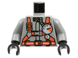 Torso Fire Shirt with Gauge, Neon Orange Belt and Straps Pattern / Light Gray Arms / Black Hands