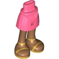 Lego Minidoll Hips and Short Skirt with Medium Nougat Legs, Gold Sandals print [Thin Hinge] / Coral