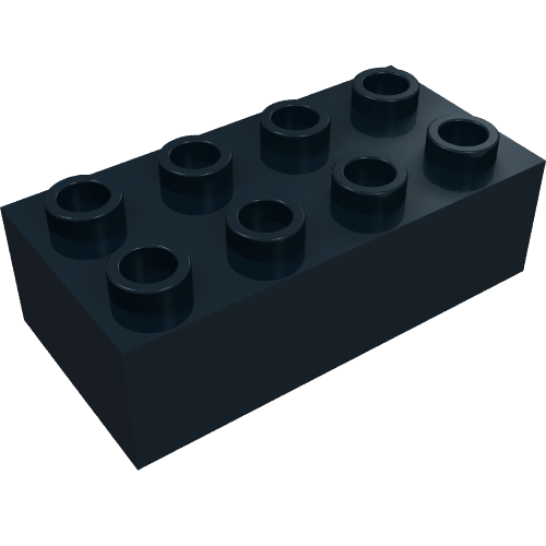 Lego Minitalia Brick 2 x 4 with Centre Cross Supports / Black