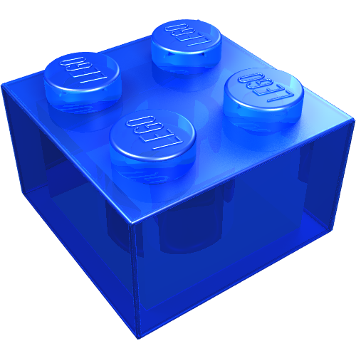 Lego Brick 2 x 2 without Inside Ridges / Trans-Dark Blue