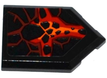 Lego Tile, Modified 2 x 3 Pentagonal with Red and Orange Cracks and Black Stones Lava Pattern (Sticker) - Set 70313