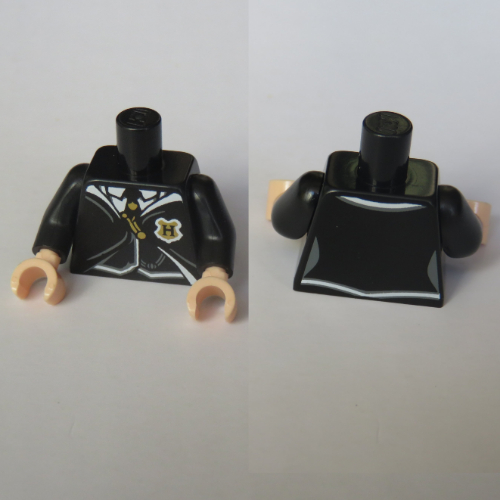 Lego Torso Suit and Tie with Hogwarts Crest Print, Black Arms, Light Nougat Hands / Black