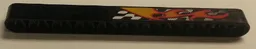 Technic, Liftarm Thick 1 x 11 with Flames and Silver Checkered Pattern Model Left Side (Sticker) - Set 8645