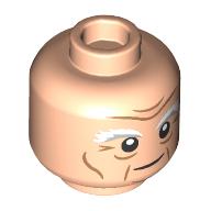 Lego Minifig Head Gloin, White/Light Bluish Grey Big Eyebrows, Wrinkles print / Light Nougat
