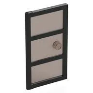 Door 1 x 4 x 6 with 3 Panes and Stud Handle with Trans-Brown Glass / Black