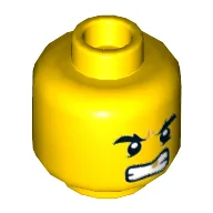 Minifig Head, Eyebrows, Gold Tooth, Bee Stings/Angry / Yellow