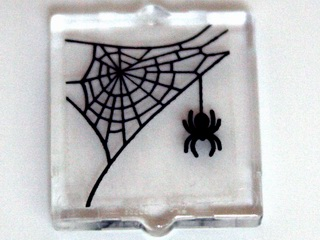 Lego Glass for Window 1 x 2 x 2 Flat Front with Spider and Web in Upper Left Corner Pattern (Sticker) - Set 10228