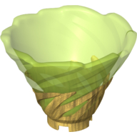 Lego Cone Reverse, Spinner, with Marbled Trans-Bright Green Pattern / Pearl Gold