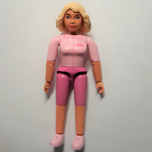Lego Belville Figure Articulated Elbows, Female, Light Yellow Hair, Dark Pink Shorts, Pink Shirt / Pink