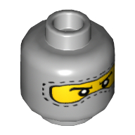 Lego Minifig Head Specs / Astronaut, Balaclava with Eyes Hole Stitching Trim, Nose Hump, White Pupils Print [Blocked Open Stud] / Light Bluish Gray