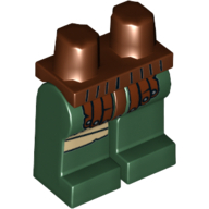 Lego Hips and Dark Green Legs with Reddish Brown Leather Armor and Tan Wrapping on Right Leg Print / Reddish Brown