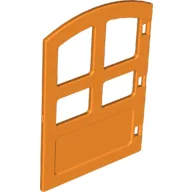 Duplo Door 1 x 4 x 4 with Four Panes, Different Size and Curved Top / Orange