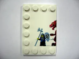 Tile, Modified 4 x 6 with Studs on Edges with Dragon and Knight Left Half Pattern