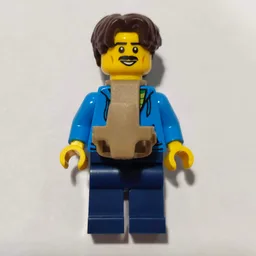 Dad, Dark Azure Torso, Dark Blue Legs, Dark Brown Hair, Baby Carrier