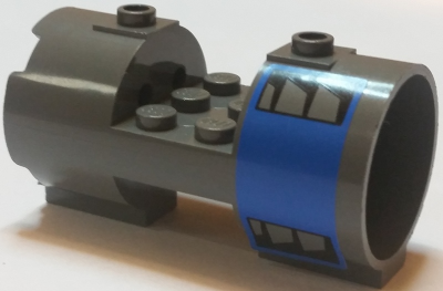 Lego Cylinder 3 x 6 x 2 2/3 Horizontal - Square Connections with Vents on Blue Background Pattern on Both Sides (Stickers) - Set 7962