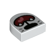 Lego Tile 1 x 1 Half Circle with Animal Snout, Open Mouth, Tongue, Fangs print / White