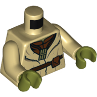 Lego Torso Robe, Brown Shirt, Necklace with Pipe, Brown Belt with Pocket Print (Yoda), Tan Arms, Olive Green Hands / Tan