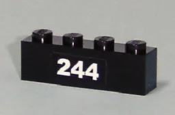 Brick 1 x 4 with White '244' Pattern (Sticker) - Set 7641