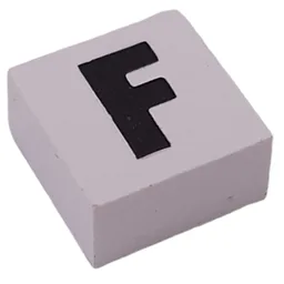 Modulex Tile 2 x 2 with Black 'F' Print, without Internal Supports