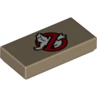 Tile 1 x 2 with Ghostbusters Logo Print / Dark Tan