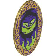 Lego Shield Ovoid with Grip and Mirror, Lime/Dark Purple Face, Gold/Dark Purple Decorations print / Pearl Gold