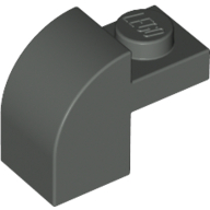 Lego Brick Curved 1 x 2 x 1 1/3 with Curved Top / Dark Gray