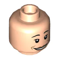 Minifig Head Edna Mode, Dual Sided, Female, Eyebrows, Medium Nougat Lips and Jaw Lines, Wide Smile / Neutral Print [Hollow Stud] / Light Nougat