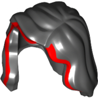 Lego Hair Mid-Length with Part over Front of Right Shoulder with red stroke