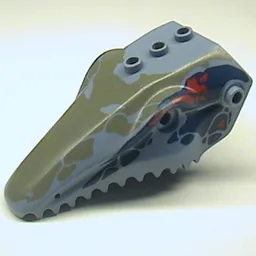 Animal Body Part, Dinosaur, Mosasaurus Head, Toothed with Pin, Dark Gray, Red, and Dark Blue Print / Sand Blue