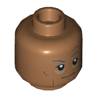 Lego Minifig Head First Order Officer, Dark Gray Eyebrows, Cheeks, Forehead and Chin Lines, Shadows Under Eyes Print [Hollow Stud] / Medium Nougat