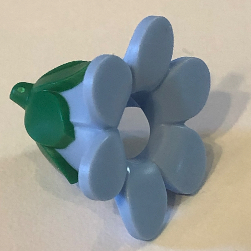 Lego Costume / Mask, Flower with Green Stem / Bright Light Blue