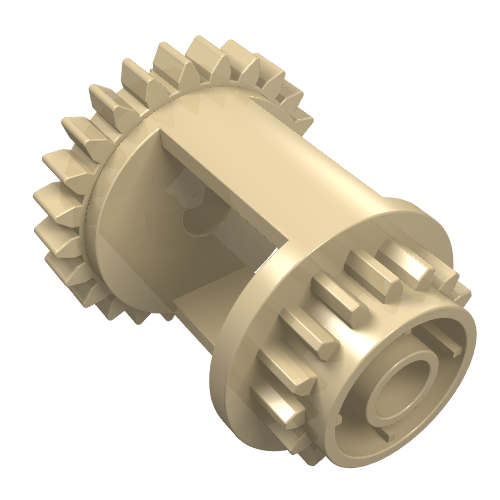 Lego Technic Gear Differential, 24 -16 Tooth with Clutch on Both Sides / Tan
