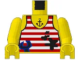 Torso Adventurers Jungle Tank Top, Stains, Wrench, Anchor Tattoo Pattern / Yellow Arms / Yellow Hands