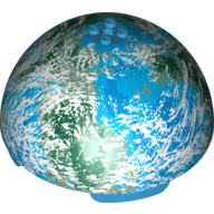 Lego Dome Hemisphere 11 x 11 with 2 x 2 Studs on Top and Alderaan Blue / White / Dark Green Planet Print [75011] / Dark Azure