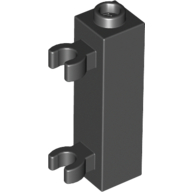 Lego Brick Special 1 x 1 x 3 with 2 Clips Vertical [Hollow Stud, Open O Clips] / Black