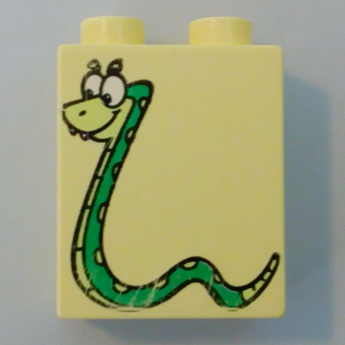Lego Duplo Brick 1 x 2 x 2 with Spotted Snake Print (From Dora The Explorer) / Bright Light Yellow