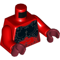 Lego Torso Armor, Black Chestplate with Bare Midriff Print, Red Arms, Dark Red Hands / Red