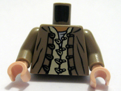 Lego Torso Indiana Jones Jacket and Shirt with Buttons and Loops Pattern / Dark Tan Arms / Light Nougat Hands