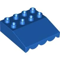 Duplo Roofpiece Slope 33 4 x 4 with Awning Overhang with 9 Bottom Tubes / Blue