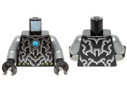 Torso Chima Silver Armor, Lime Diamonds and Dark Azure Round Jewel (Chi) Pattern / Flat Silver Arms / Black Hands